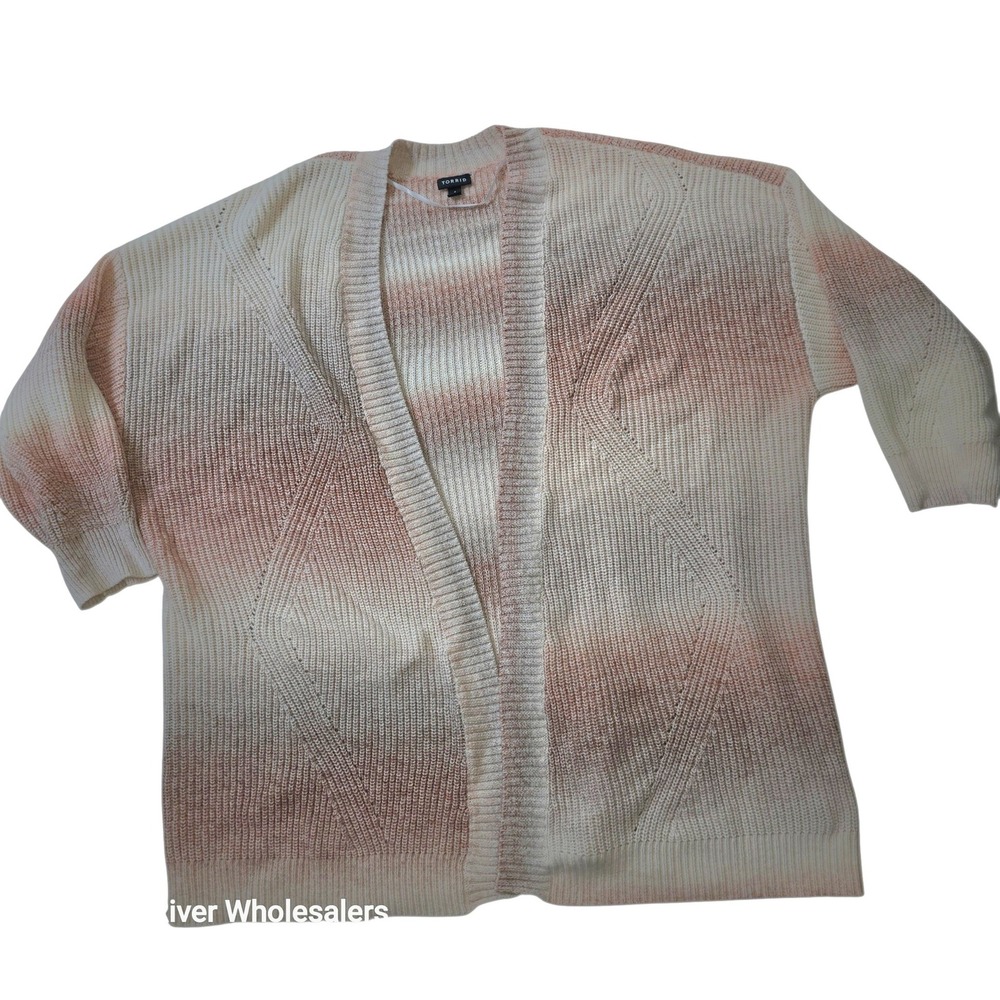 Torrid Women 4 Plus Size Ombre Space Dye Open Front Textured Knit Cardigan Pink